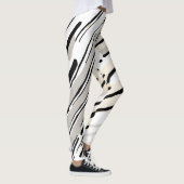 Leggings Motif géométrique rayures noir, blanc et gris (Droite)
