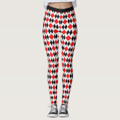 Leggings Motif géométrique Retro Art Déco Rouge Diamant Noi (Devant)