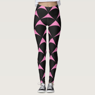 Leggings Motif géométrique rose et noir
