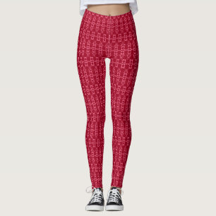 Leggings Motif géométrique rouge rétro