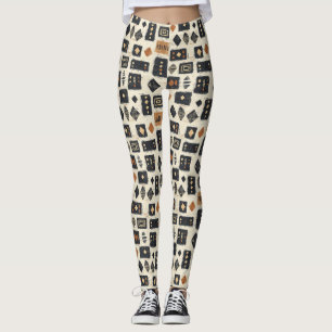 Leggings Motif géométrique rustique en boue de coton (1)