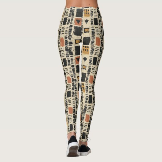 Leggings Motif géométrique rustique en boue de coton (2) (Dos)