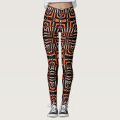 Leggings Motif géométrique tendance Orange & Noir Op Art (Devant)