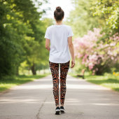 Leggings Motif géométrique tendance Orange & Noir Op Art