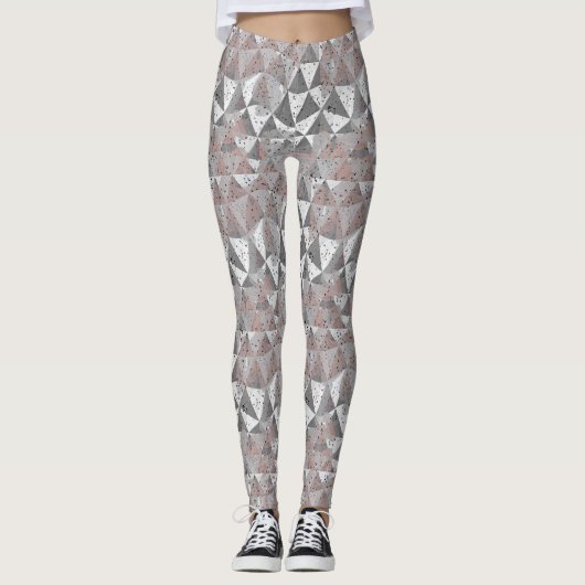 Leggings motif géométrique tons gris avec triangles (Devant)