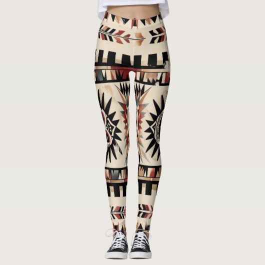 Leggings Motif géométrique Tribal Aztec (Devant)