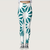 Leggings motif géométrique turquoise et blanc (Devant)
