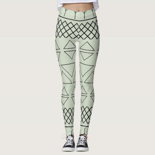 Leggings Motif géométrique vert (Devant)