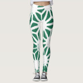 Leggings Motif géométrique vert et blanc (Devant)
