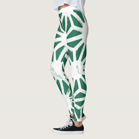 Leggings Motif géométrique vert et blanc (Gauche)