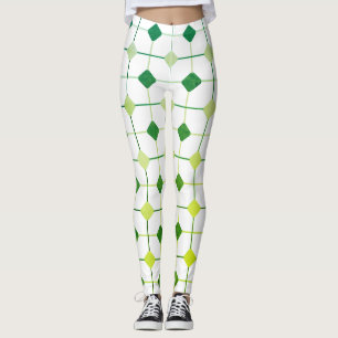 Leggings Motif géométrique vert et jaune sans couture