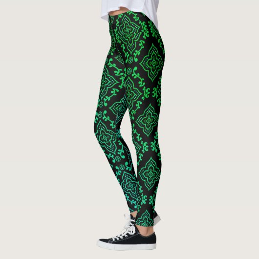Leggings Motif géométrique vert / Impression indienne (Gauche)