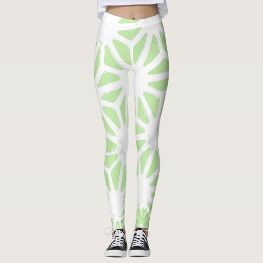 Leggings Motif géométrique vert pomme (Devant)