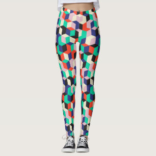 Leggings motif géométrique vintage, en forme de losange.