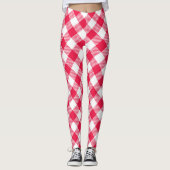 Leggings Motif Gingham Rouge et Blanc Classique Rustique (Devant)