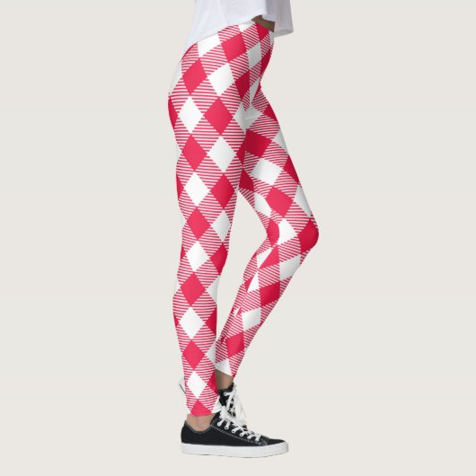 Leggings Motif Gingham Rouge et Blanc Classique Rustique (Droite)