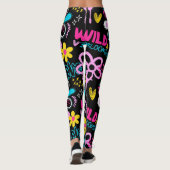 Leggings Motif graffiti fleur smiley mode (Dos)