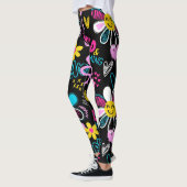Leggings Motif graffiti fleur smiley mode (Gauche)