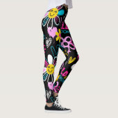 Leggings Motif graffiti fleur smiley mode (Droite)