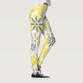 Leggings Motif graphique à fleurs gris jaune (Droite)