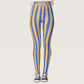 Leggings Motif Gras Bleu et Gold Vertical Stripes (Devant)