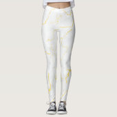 Leggings Motif gris blanc feuille or marbre (Devant)