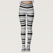 Leggings Motif gris blanc noir moderne de rayures (Devant)
