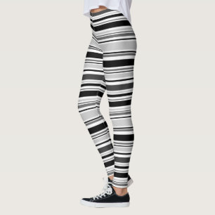Leggings Motif gris blanc noir moderne de rayures
