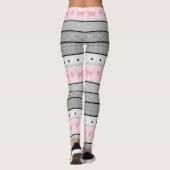 Leggings Motif, gris et rose justes de chat d'île (Dos)