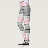 Leggings Motif, gris et rose justes de chat d'île (Gauche)