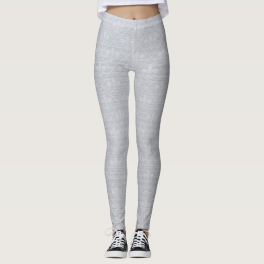 Leggings Motif Gris Fleur De Lis (Devant)