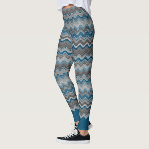 Leggings Motif gris gris argenté bleu océan