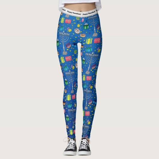 Leggings Motif Hanoukka personnalisé (Devant)