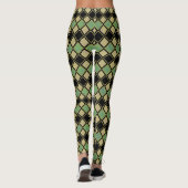 Leggings Motif Harlequin en Or, Vert et Noir  (Dos)