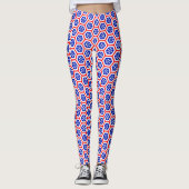 Leggings Motif hexagone blanc rouge et bleu (Devant)
