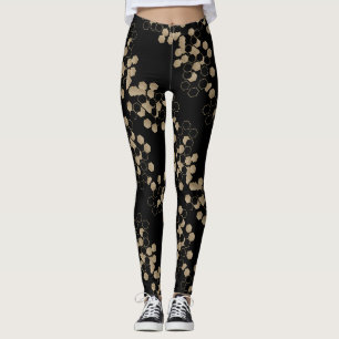 Leggings motif hexagone élégant géométrique noir et or