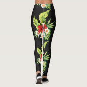 Leggings Motif Hibiscus Hawaïen rouge et blanc (Dos)