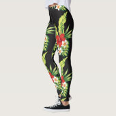 Leggings Motif Hibiscus Hawaïen rouge et blanc (Gauche)