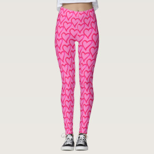 Leggings Motif Hot Pink Hearts