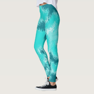 Leggings Motif ikat abstrait sarcelle et menthe
