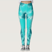 Leggings Motif ikat Abstrait turquoise et Mint (Devant)