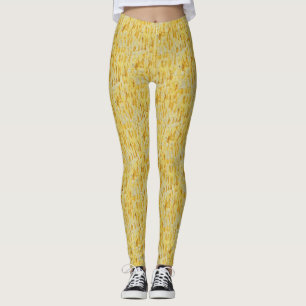 Leggings Motif Impressionniste Abstrait Jaune Pastel