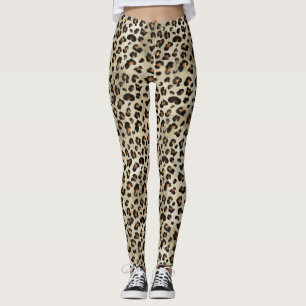 Leggings Motif imprimé animalier Léopard Guépard Beige Marr