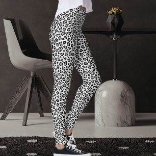 Leggings Motif imprimé léopard safari gris et noir personna