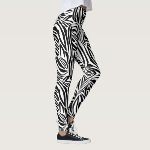Leggings Motif Imprimé Zèbre Noir et Blanc Gras