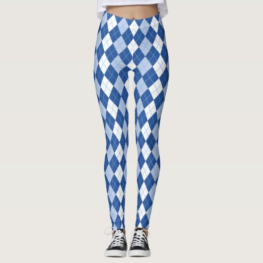 Leggings Motif Jacquard bleu et blanc sans couture (Devant)