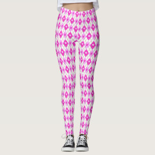 Leggings Motif Jacquard de carreau rose Coeurs