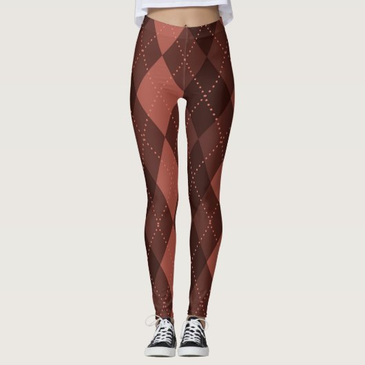 Leggings Motif Jacquard - Rouge foncé Orange (Devant)