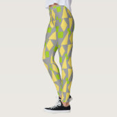 Leggings Motif jaune vert géométrique Abstrait sur gris (Gauche)