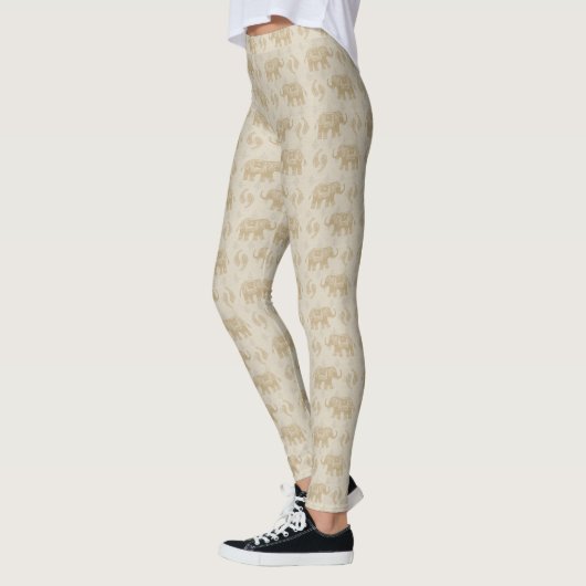 Leggings Motif kaki de caravane d'éléphant (Gauche)
